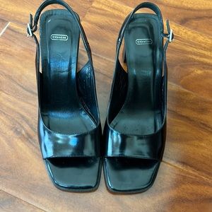 Black Coach Leather Heels